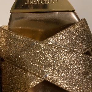 Jimmy Choo Gold Glitter  Panna Slides,